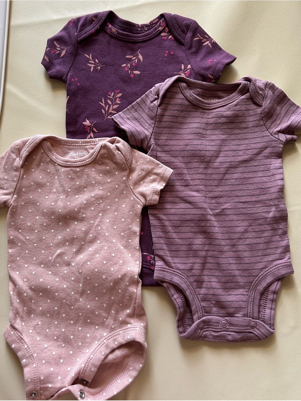 Carter's Pink, Mauve & Plum Short-Sleeve One-Piece Set